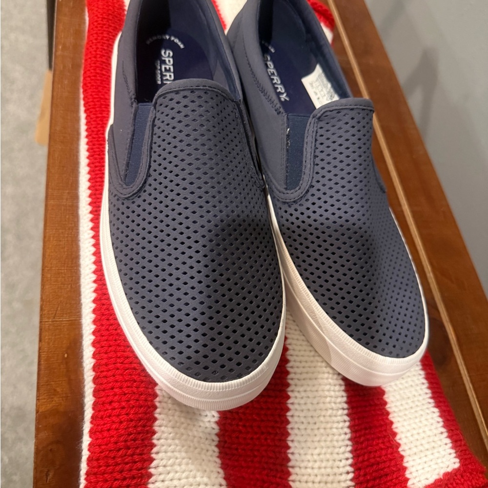 Sperry Women’s Perforated Navy Slip-Ons